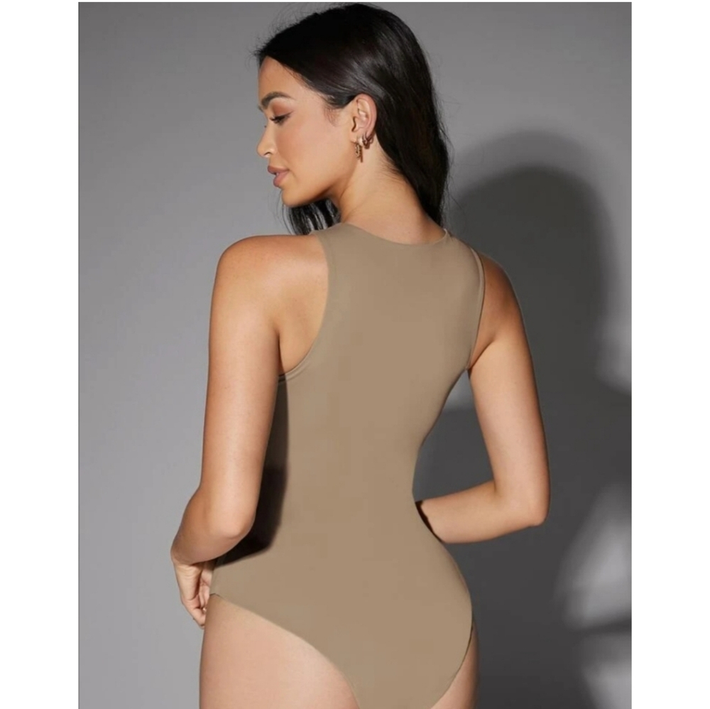 Shein Bae Khaki Ribbed Bodysuit - Picture 3 of 5